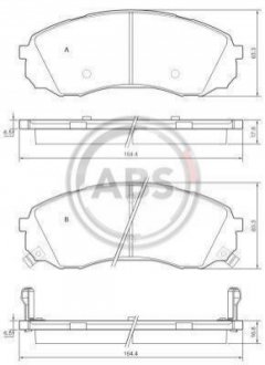 К-кт перед. гальм. колодок Hyundai H-1 2.5CRDI 01-08/Kia Carniva 06- A.B.S. 37618 фото товару