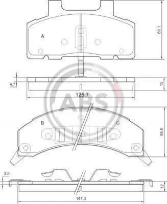 <strong>Комплект гальмівних колодок, дискове гальмо ABS 38215 (фото 1)</strong>