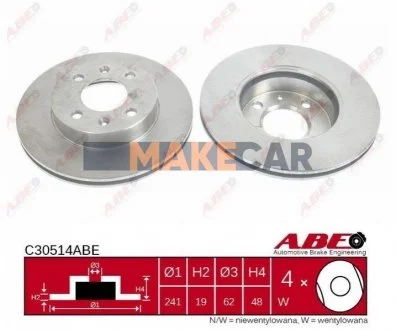 Гальмівний диск для Hyundai ABE C30514ABE фото товару