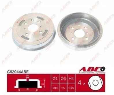 Гальмівний барабан для Citroen, Peugeot, Toyota, Geely, BYD ABE C62044ABE фото товару
