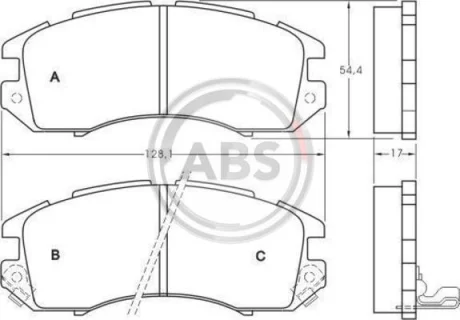 Комплект гальмівних колодок для Subaru ABS 36720 фото товару