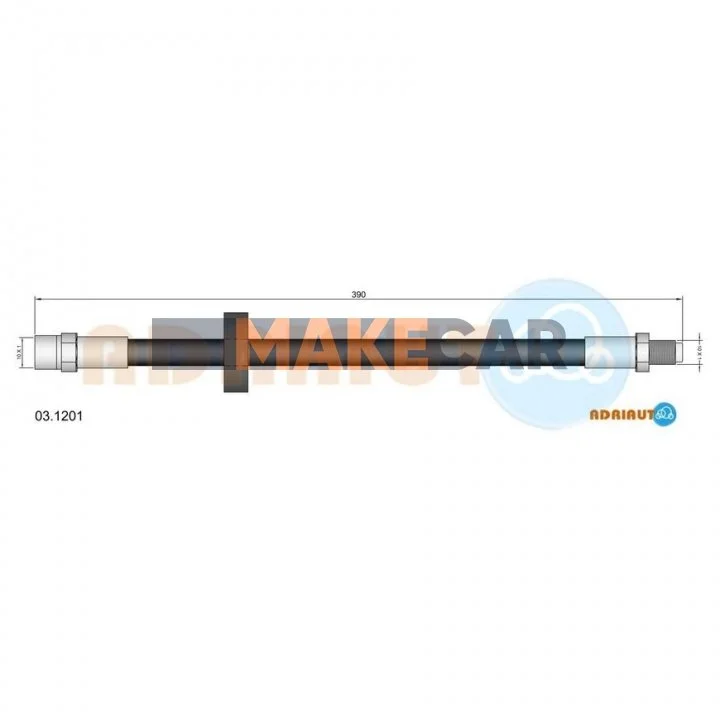 <strong>VW Шланг тормозной пер. (385мм) LT 83-96, AUDI 100 82 ADRIAUTO 03.1201 (фото 1)</strong>