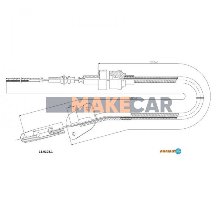 <strong>FIAT Трос сцепления Fiorino -DS 10/95- (690/235) ADRIAUTO 11.0103.1 (фото 1)</strong>
