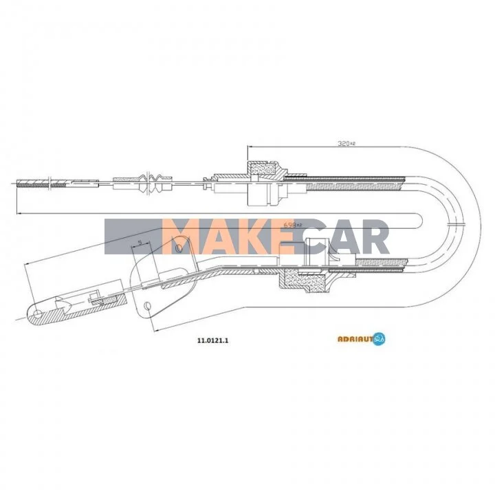 <strong>FIAT Трос сцепления Fiorino -DS 98- (698/215) ADRIAUTO 11.0121.1 (фото 1)</strong>