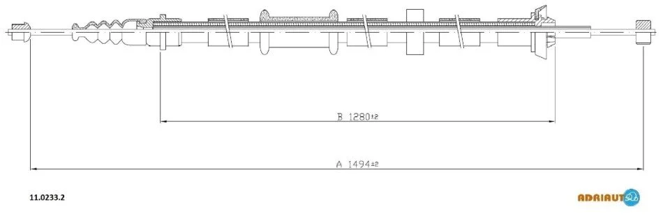 <strong>FIAT трос ручного гальма задн. лів. 500 07- ADRIAUTO 11.0233.2 (фото 1)</strong>