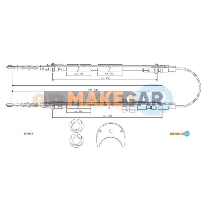<strong>FORD Трос ручного тормоза Fiesta 86- ADRIAUTO 13.0234 (фото 1)</strong>
