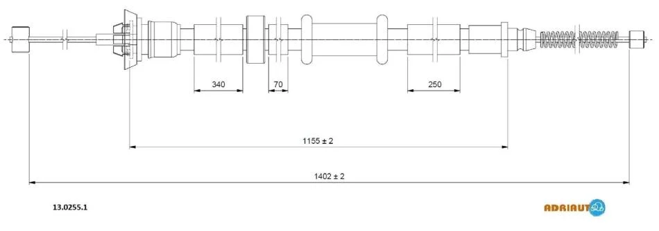 <strong>FORD трос ручного гальма задн. лів. KA 1.2-1.3 08-16 ADRIAUTO 13.0255.1 (фото 1)</strong>