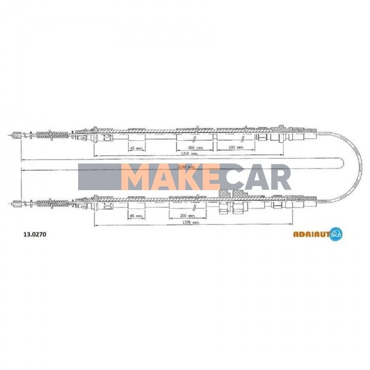<strong>FORD Трос ручного тормоза ESCORT 1.4-1.8 92- 3330 ADRIAUTO 13.0270 (фото 1)</strong>