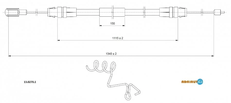 <strong>FORD Трос ручного тормоза задн. лев.TRANSIT 06- ADRIAUTO 13.0270.1 (фото 1)</strong>