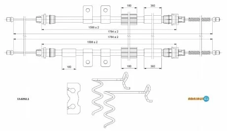 Трос стояночного гальма для Ford, Jaguar ADRIAUTO 13.0292.1 фото товару