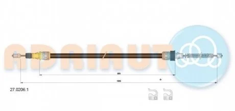 SMART Трос ручного тормоза 1035/870+1035/870 мм ROADSTER 03- для ADRIAUTO 27.0206.1 фото товару