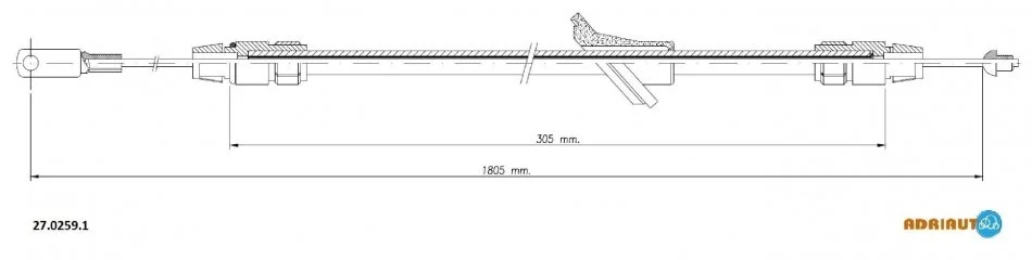 <strong>DB Трос ручного тормоза 1805/306mm Sprinter 06- ADRIAUTO 27.0259.1 (фото 1)</strong>