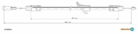 DB Трос ручного тормоза 1805/306mm Sprinter 06- для Volkswagen, Mercedes ADRIAUTO 27.0259.1 фото товару