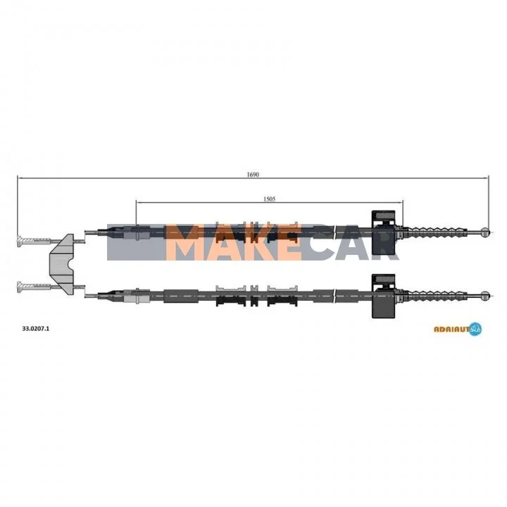 <strong>OPEL Трос ручного тормоза задн. (диск) Zafira 1,8-DTi2,0 ADRIAUTO 33.0207.1 (фото 1)</strong>