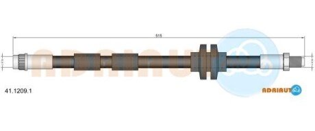 RENAULT шланг гальмівний передн. лів/пр 515мм Kangoo 08- ADRIAUTO 41.1209.1 фото товару