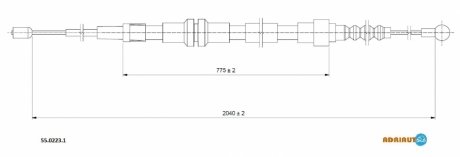 VW Трос ручного тормоза задн. длин. база 2037/772 мм CADDY III 08- ADRIAUTO 55.0223.1 фото товару