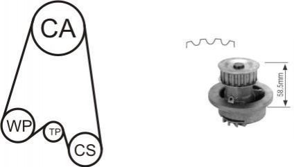 Комплект ременя ГРМ + помпа Lanos/Aveo 1.3 - 1.5 AIRTEX WPK-116401 фото товару