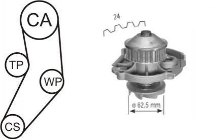 FIAТ К-т ГРМ (помпа + ремінь 129 зубців + ролик) Doblo 1.2 для Fiat, Lancia AIRTEX WPK-161602 фото товару