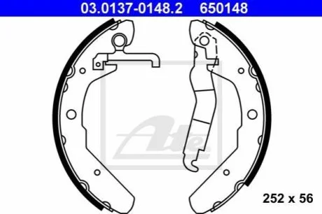 Колодки гальмівні барабанні к-кт для Volkswagen ATE 03013701482 фото товару
