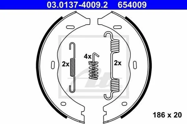 <strong>Колодки тормозные барабанные к-кт ATE 03013740092 (фото 1)</strong>
