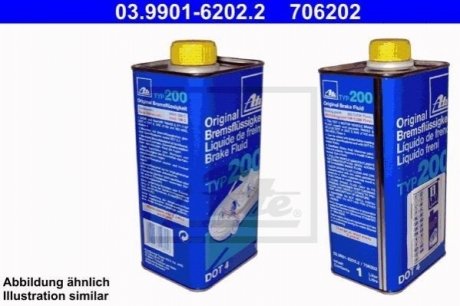 Рідина гальмівна DOT 4 BRAKE FLUID TYP 200 ATE 03.9901-6202.2 фото товару