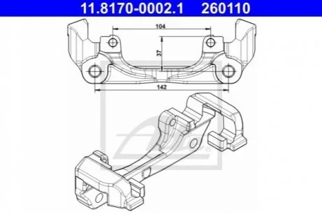 Скоба, супорт гальма передн DACIA DOKKER, DOKKER/MINIVAN, DUSTER, DUSTER/SUV, LODGY RENAULT ARKANA I, CAPTUR I, DUSTER, FLUENCE, GRAND SCENIC III, KAPTUR, MEGANE, MEGANE III 1.0-Electric 11.08- для Dacia, Renault ATE 11817000021 фото товару
