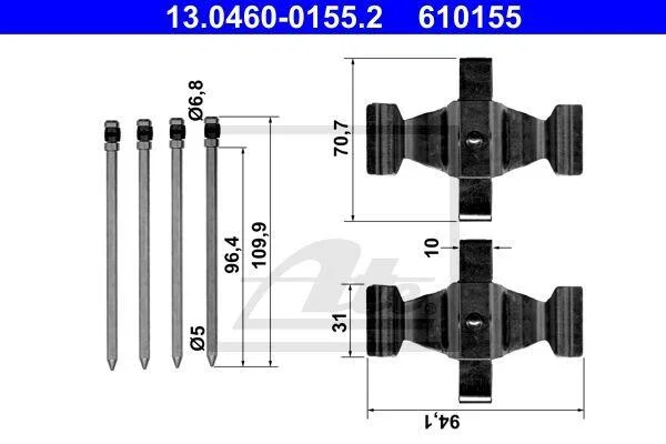 <strong>Монтажний компл.,гальм.колодки ATE 13046001552 (фото 1)</strong>