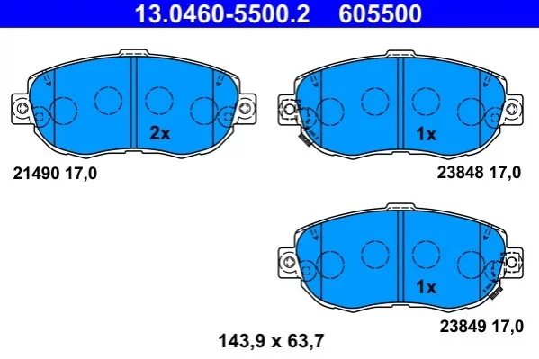 <strong>Комплект гальмівних колодок з 4 шт. дисків ATE 13.0460-5500.2 (фото 1)</strong>