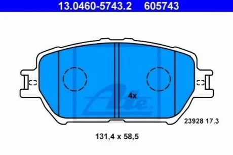 Колодки гальмівні дискові, к-кт для ATE 13.0460-5743.2 фото товару