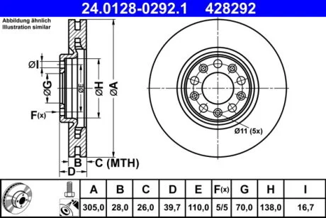 Гальмівний диск для ATE 24012802921 фото товару