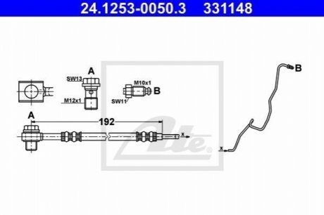 Шланг гальмівний задній лівий ATE 24125300503 фото товару