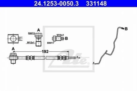 Шланг тормозной задн левый для ATE 24125300503 фото товара