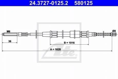 Трос ручного гальма для Volkswagen ATE 24372701252 фото товару