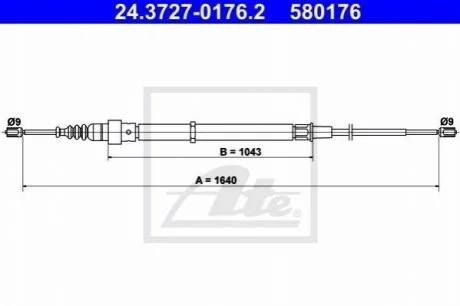 Трос ручного гальма для Skoda, Seat, Volkswagen ATE 24.3727-0176.2 фото товару