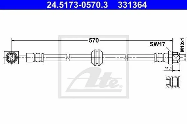 <strong>Шланг гальмівний MINI COOPER 03- /L+P/ ATE 24517305703 (фото 1)</strong>