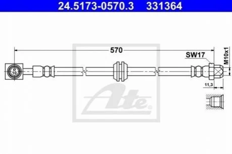 Шланг гальмівний MINI COOPER 03- /L+P/ для Mini ATE 24517305703 фото товару
