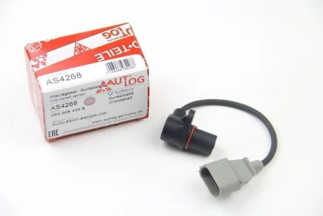 Датчик колінвала Caddy III/ FABIA/ AUDI A4, A6 1.6-2.0CNG 95- для Skoda, Volkswagen, Seat, Audi AUTLOG AS4268 фото товару