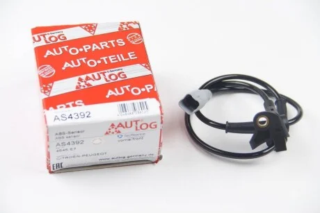 Датчик ABS передн Лів/Прав CITROEN BERLINGO, BERLINGO MULTISPACE, BERLINGO/MINIVAN, C4 GRAND PICASSO I, C4 PICASSO I PEUGEOT PARTNER, PARTNER TEPEE, PARTNER/MINIVAN 1.2-Electric 10.06- для AUTLOG AS4392 фото товару