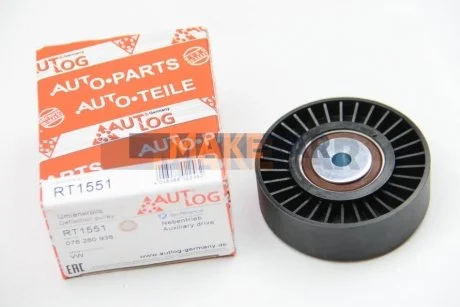 Ролик ременя генератора (направ.) Crafter 2.5TDI 06- (d=90мм) для AUTLOG RT1551 фото товару