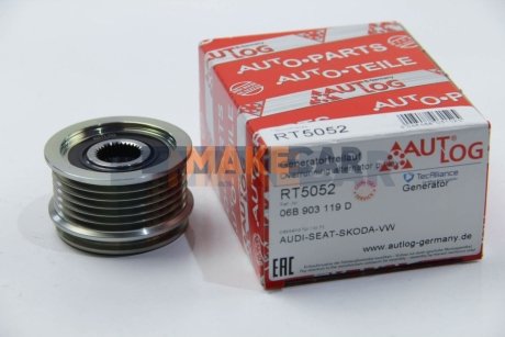 Шкив генератора 1.6/1.8/2.0 00- Passat B5/A4/A6 AUTLOG RT5052 фото товара