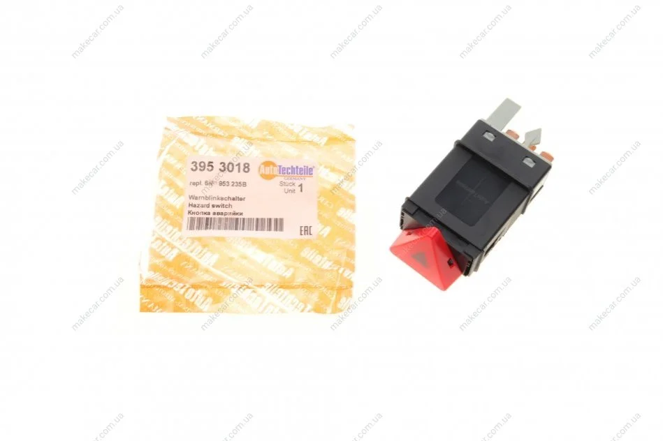 <strong>Кнопка аварійного сигналу VW T4 99-03 AUTOTECHTEILE 395 3018 (фото 1)</strong>