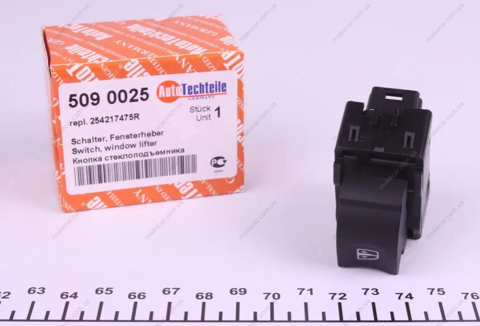 <strong>Кнопка склопідйомника (R) Renault Kangoo/Dokker 08- AUTOTECHTEILE 509 0025 (фото 1)</strong>