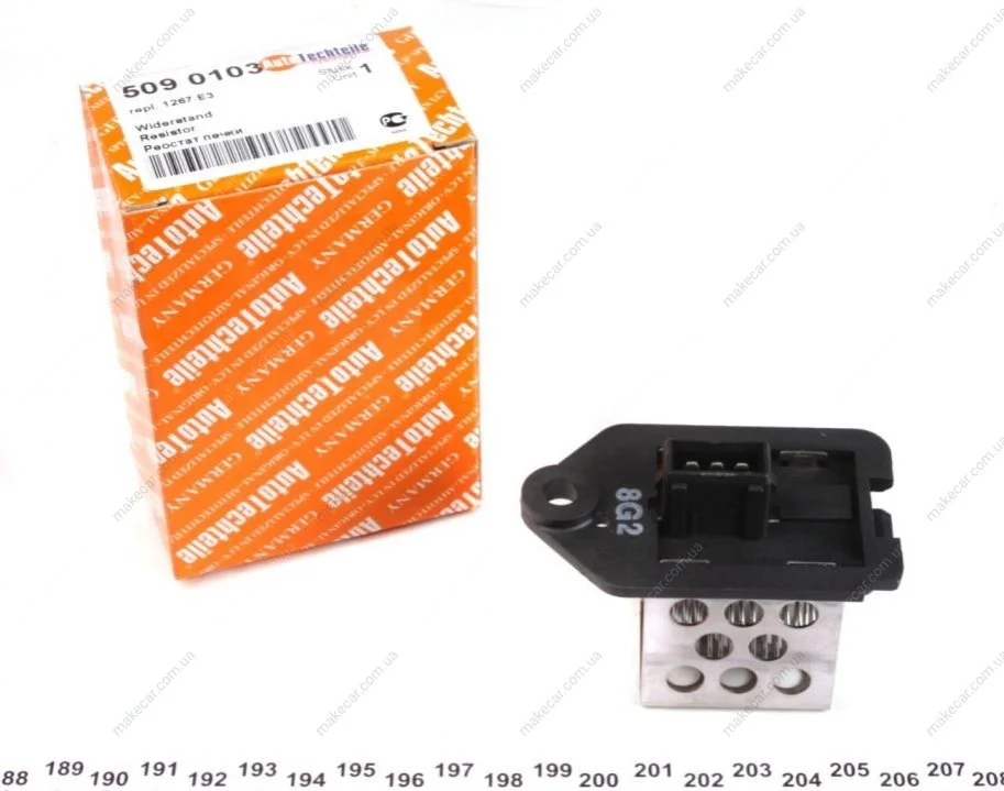 <strong>Реостат вентилятора обігрівача Jumpy/Expert 07- (0.8 OHM/чорний) AUTOTECHTEILE 509 0103 (фото 1)</strong>