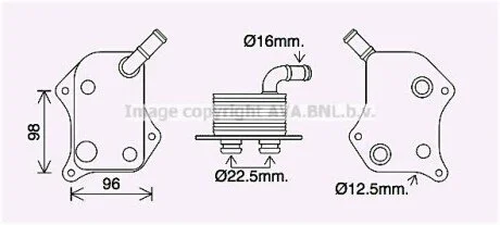 AVA VW Оливний радіатор Audi A4/6, Passat 2.0 00- для Audi, Volkswagen AVA COOLING AI3414 фото товару