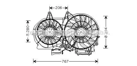 AVA AUDI Вентилятор радіатора (з дифузором) A4 B6 00-, A4 B7 04-, SEAT для Audi, Seat AVA COOLING AI7506 фото товару
