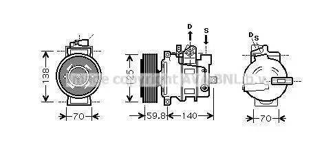<strong>Компресор кондиціонера Audi A4 B7 (04-), A6 C6 (04-), Q7 (10-) 3.0TFSi, 3.2FSi, 2.0TDi AVA AVA COOLING AIAK295 (фото 1)</strong>