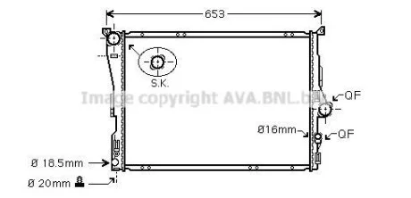 AVA BMW Радіатор охолодження двиг. X3 E83 2.5/3.0 03-10 для AVA COOLING BW2343 фото товару