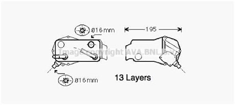 AVA BMW Оливний радіатор 1 E81/87, 3 E90, X1 E84 AVA COOLING BW3350 фото товару