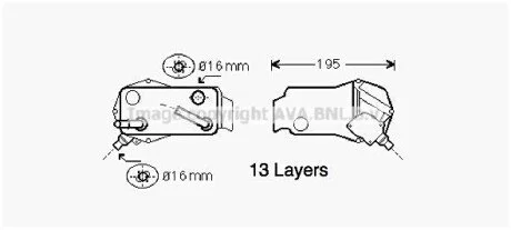 AVA BMW Оливний радіатор 1 E81/87, 3 E90, X1 E84 для BMW, SsangYong AVA COOLING BW3350 фото товару