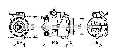 <strong>AVA BMW Компресор кондиціонера X5 (E70) 06- AVA COOLING BWAK444 (фото 1)</strong>